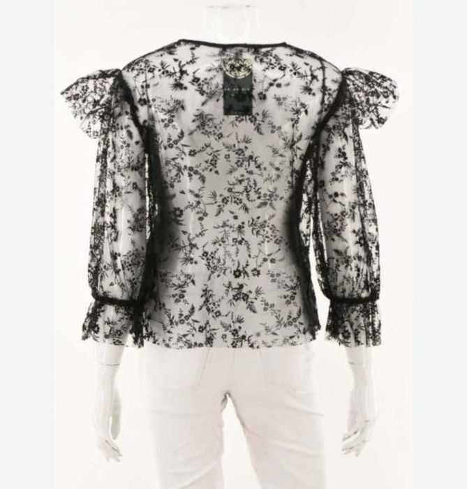 Bluza semitransparenta ZARA cu insertie de volane, dama