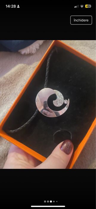 Lantisor din piela natutala si otel inoxidabil