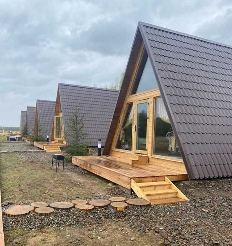 Cabana stil A-Frame, Casa, Foisoare si Terase din structura de lemn