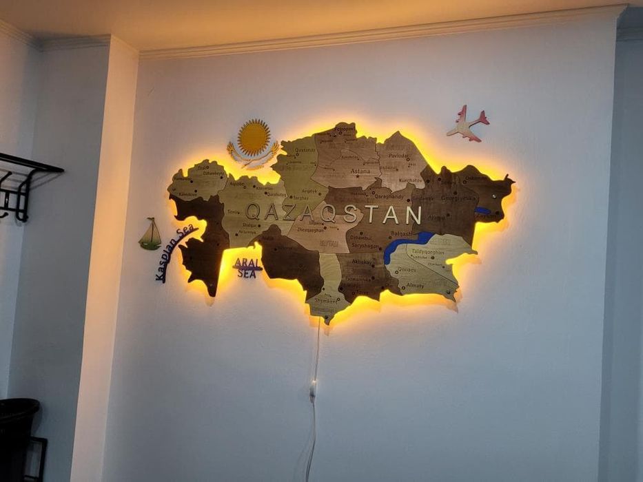 Деревянная карта Казахстана – украсьте интерьер с душой родной земли!"