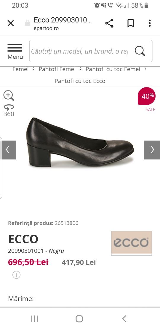 Pantofi ECCO din piele  impecabili