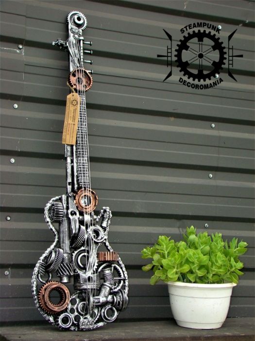 Cadou unic.Decor industrial CHITARA, produs hand made STEAMPUNK