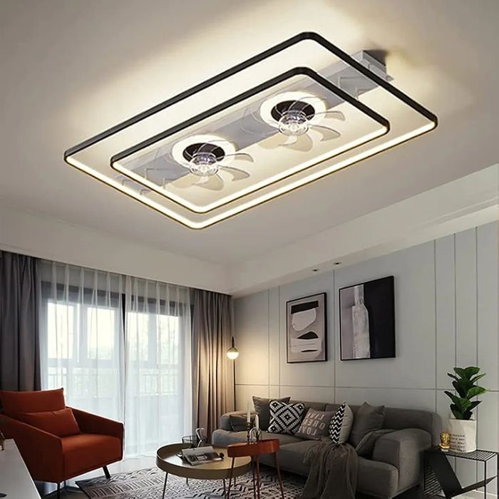 LED Правоъгълна таванна лампа с вентилатори с дистанционно