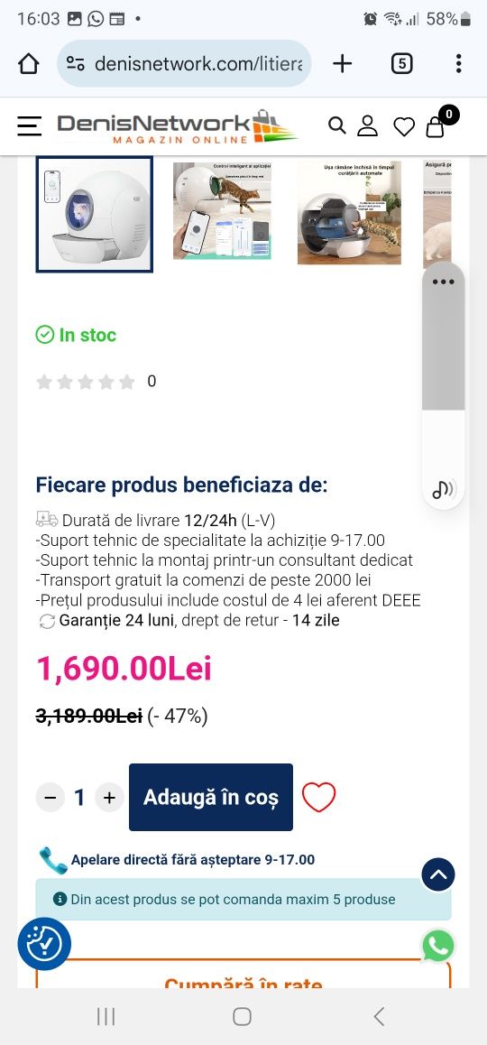 Vând litiera smart