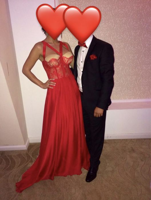 Rochie lunga rosie Cristina Savulescu