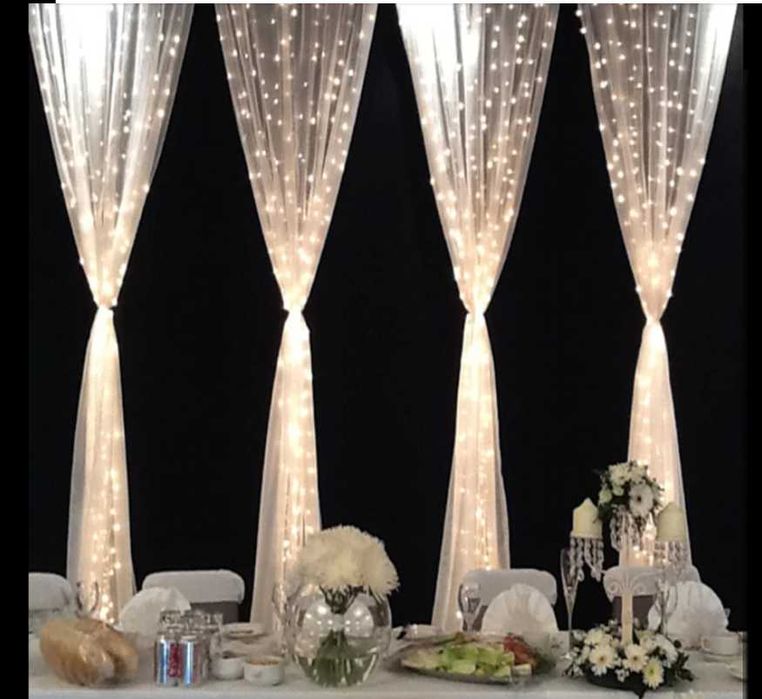 Студено бял Водопад Мигащ с 20 Въжета 720л 3 х 3м опция снаждане