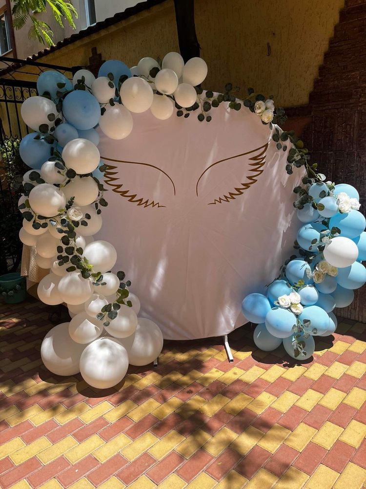 Бяла кръгла арка за балони, свадба, рожден ден, кръщене