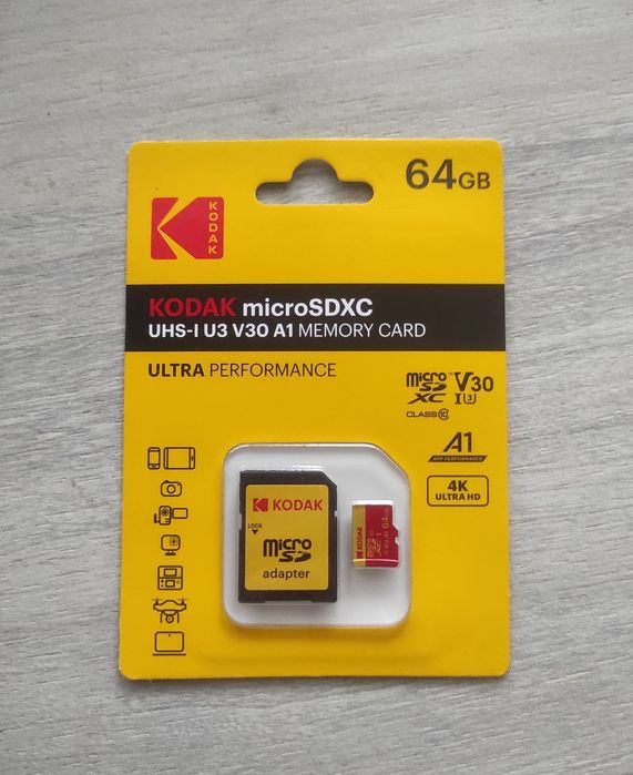 KODAK Micro SD 64GB Class 10 U3 – Нова карта памет