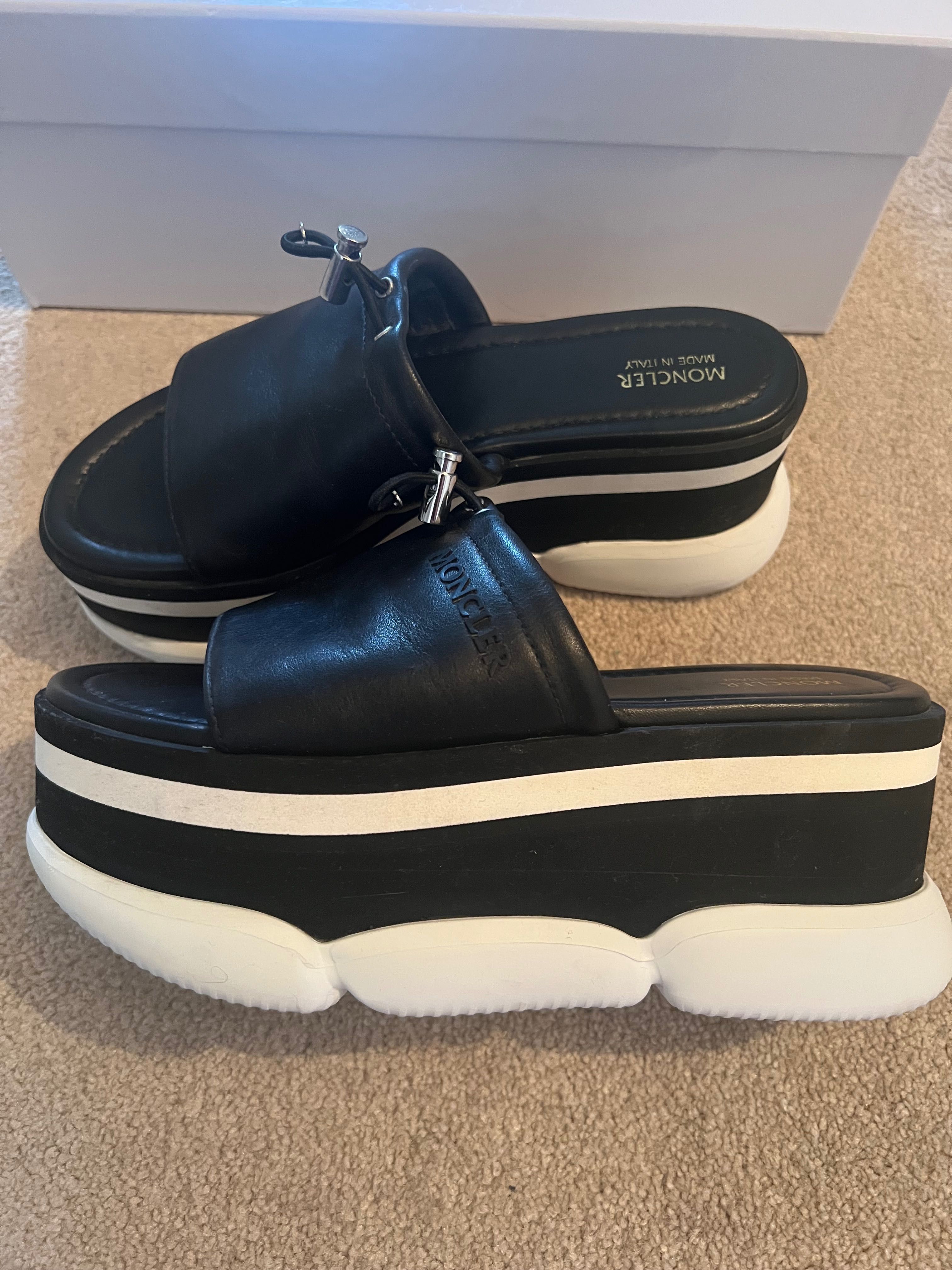 Saboti/ sandale platforma Moncler Zaira 37 piele naturala