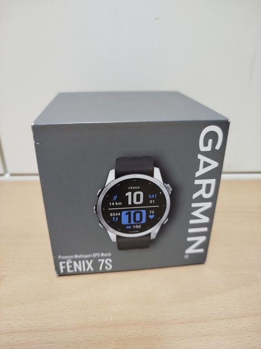 Smartwatch Garmin Fenix 7S, Silver, curea Graphite, Sigilat