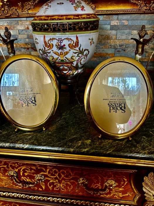 Elegant set-rame foto ovale-alama solida-mid century-Anglia