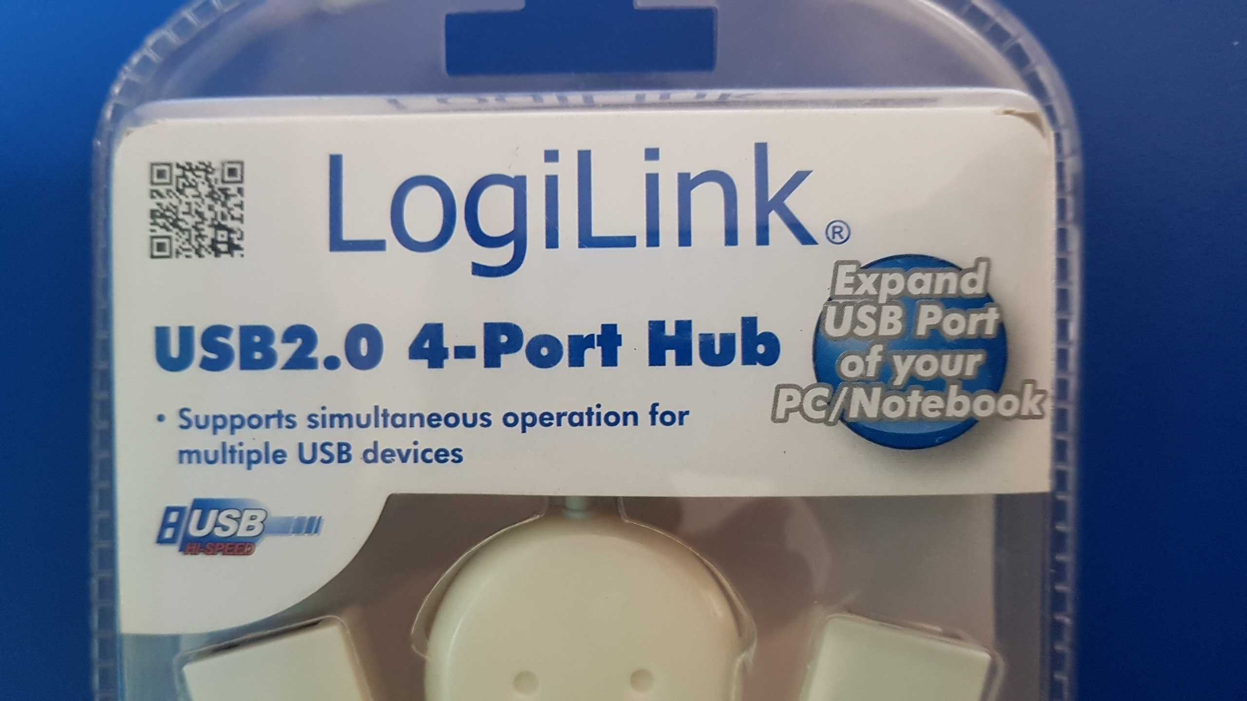 Hub LogiLink UA0071, 4 x USB 2.0, Alb, 40 cm, LED