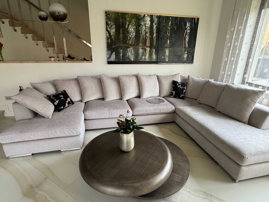 Canapea de colt materil textil, import Italia, stare excelenta