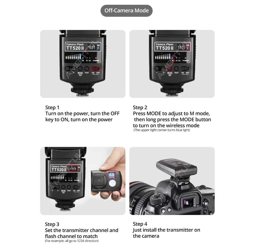 Светкавица Godox TT520II със синхронизатор  к-кт