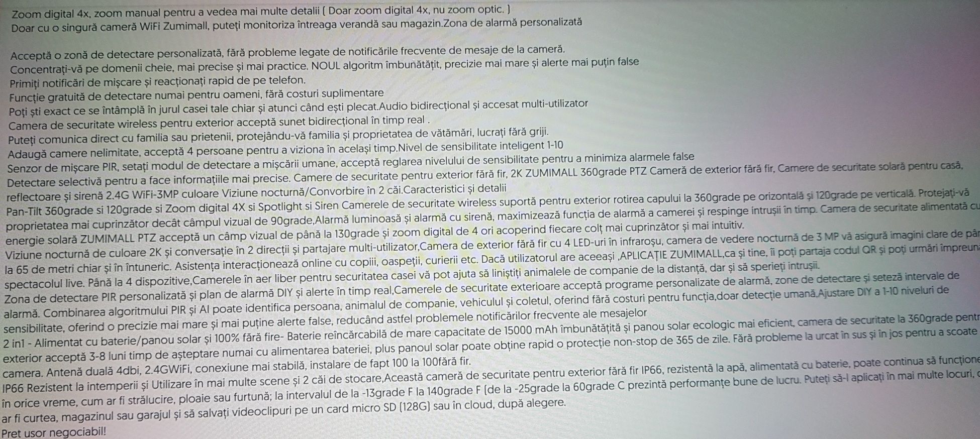 Camera profesionala de supraveghere, ZUMIMALL GX2K