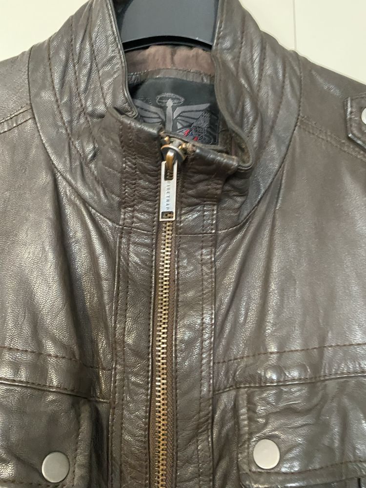 Мъжко кафяво кожено яке Firetrap , размер Л