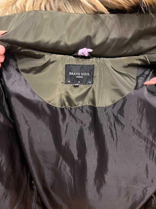 Geaca Iarna cu Gluga, Verde oliv, Marca Brave Soul, Marimea M