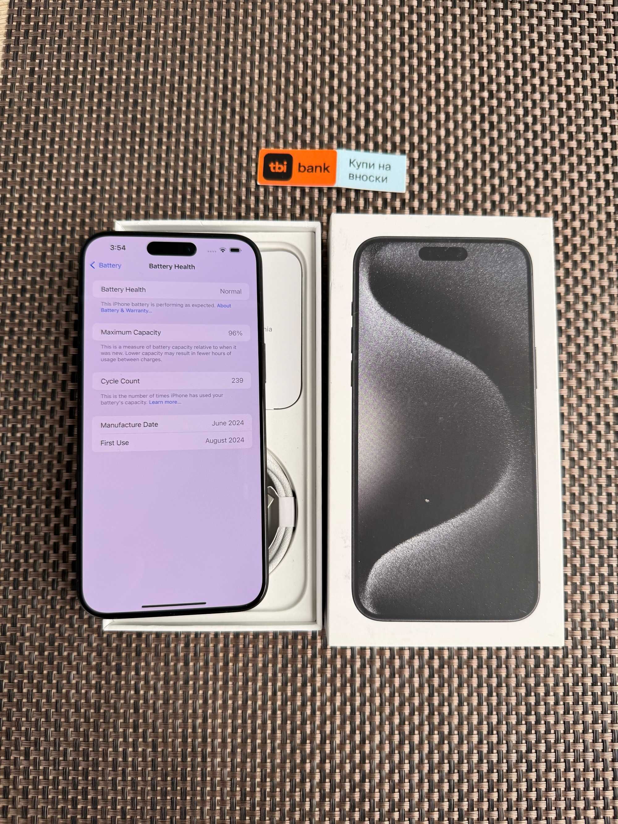 КАТО НОВ! 512Gb! iPhone 15 Pro Max Лизинг от 65лв/м Black Titanium ГАР