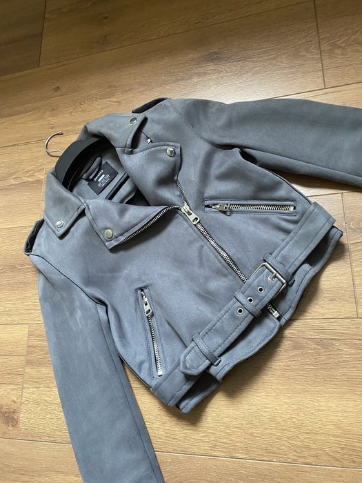 Велурено сиво късо яке Bershka