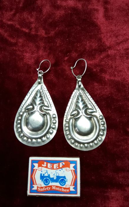 Серьги массивные, серебро.