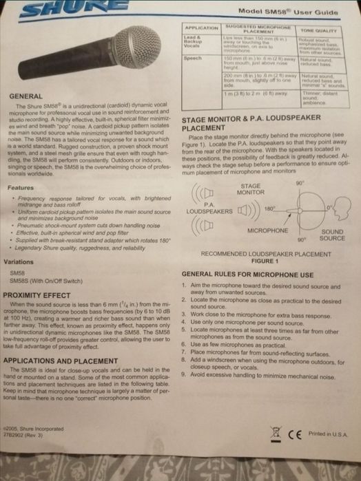 Microfon Profesional ORIGINAL SHURE SM58 cardioid Made in Mexic