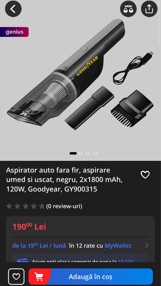 Aspirator auto Mini aspirator umed uscat goodyear GY900315