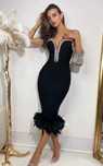 Rochie bandage ocazie cu pene