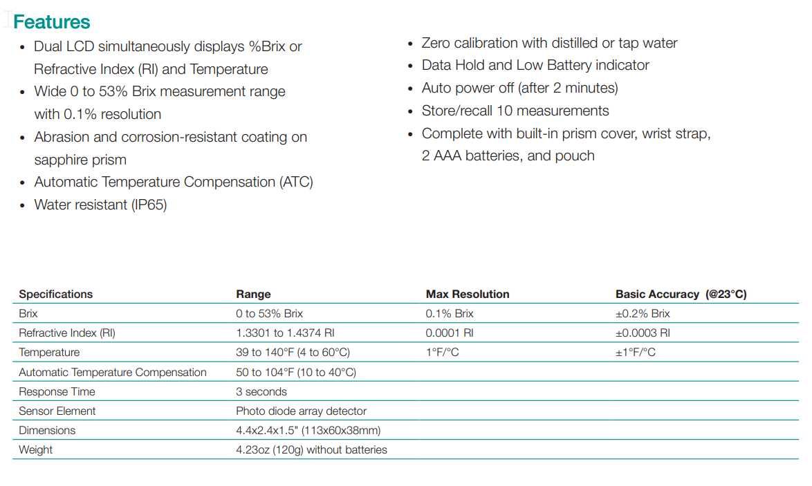 Refractometru Brix - Extech Instruments RF153 - Ca nou