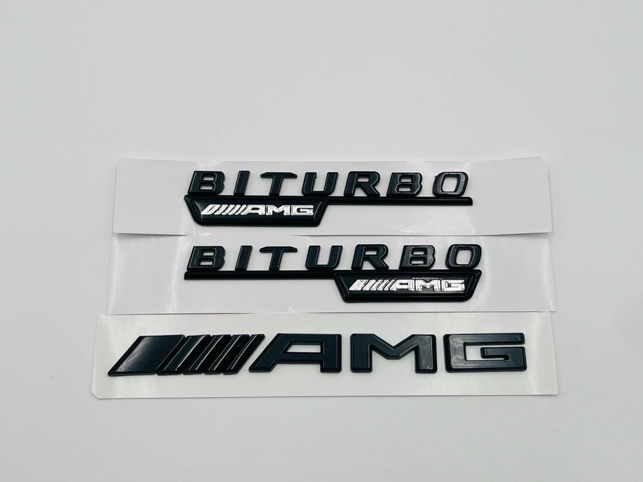 Set Embleme Compatibile Mercedes biturbo AMG negru