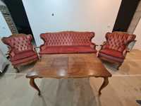 Canapea cu 2 Fotolii si Masa lemn Masiv Vintage Autentica Victorian