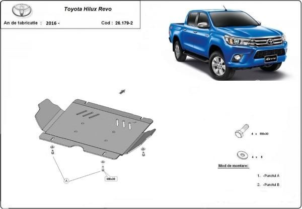 Scut motor metalic pentru Toyota Hilux 2000-prezent otel/aluminiu2-6mm