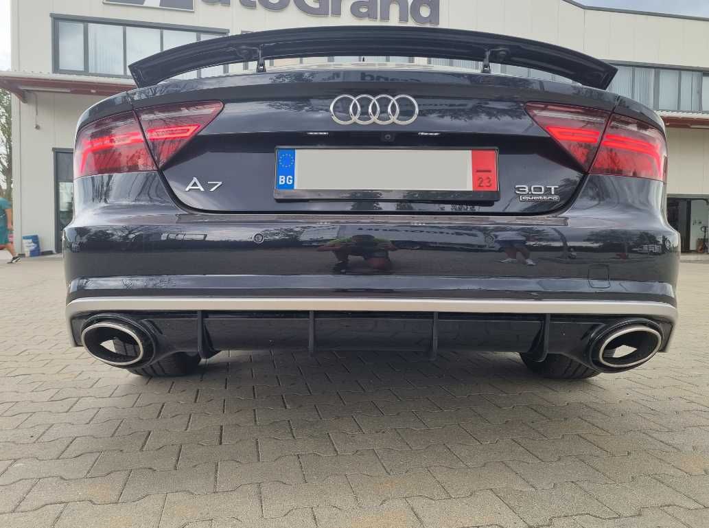 Дифузьор задна броня ауспухови накрайници RS7 Audi A7 4G Facelift