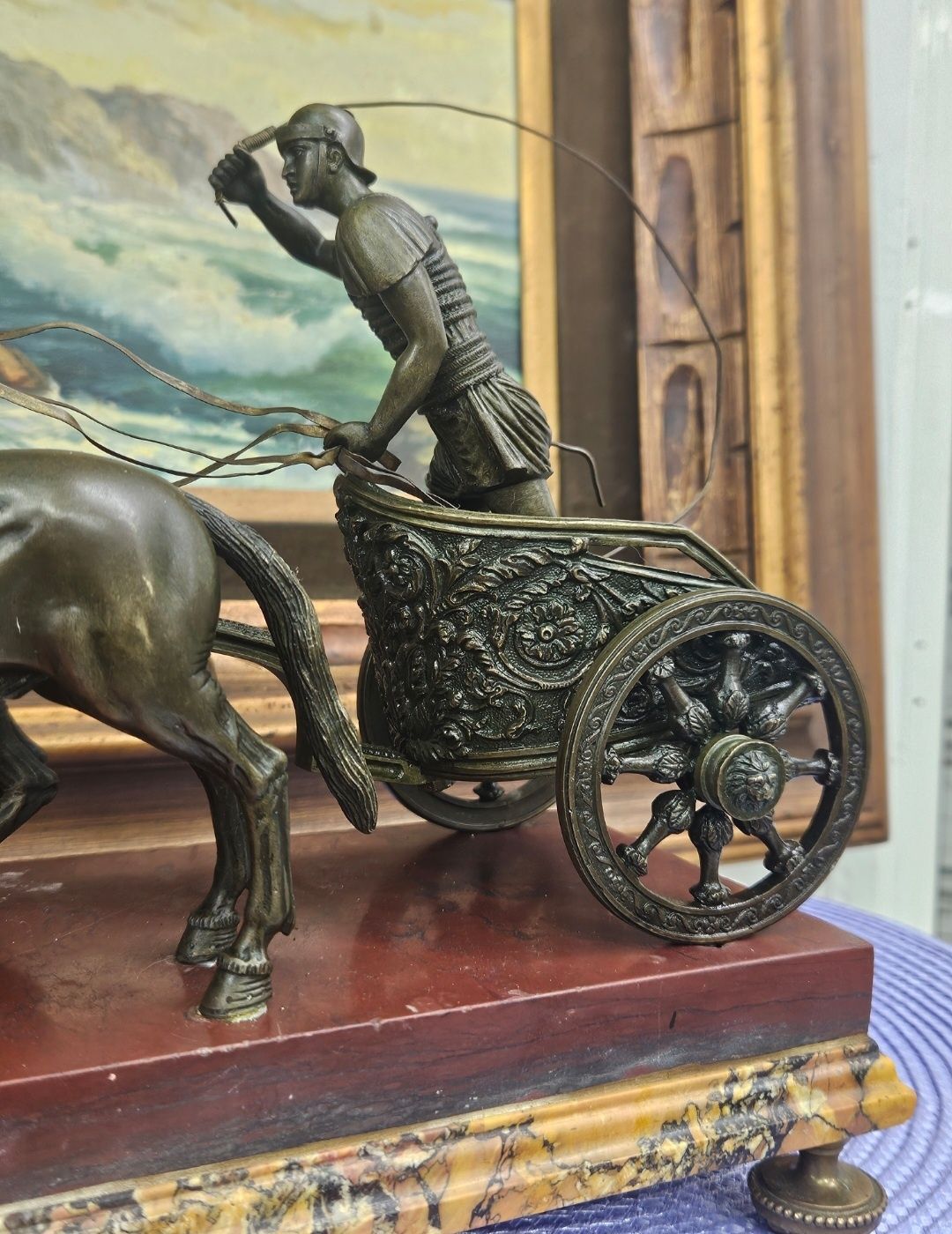 Бронзова статуетка колесница.  Франция 1900г.