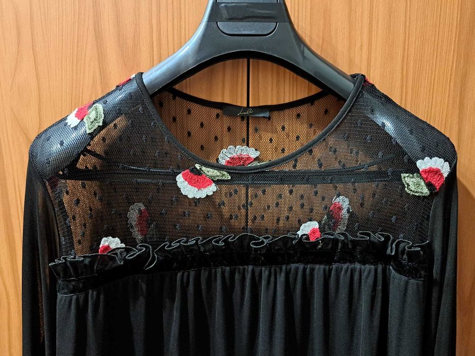 Rochie neagră, cu dantelă, mărimea L