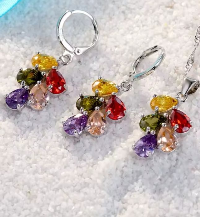 Set de bijuterii S925 cu cristale multicolore