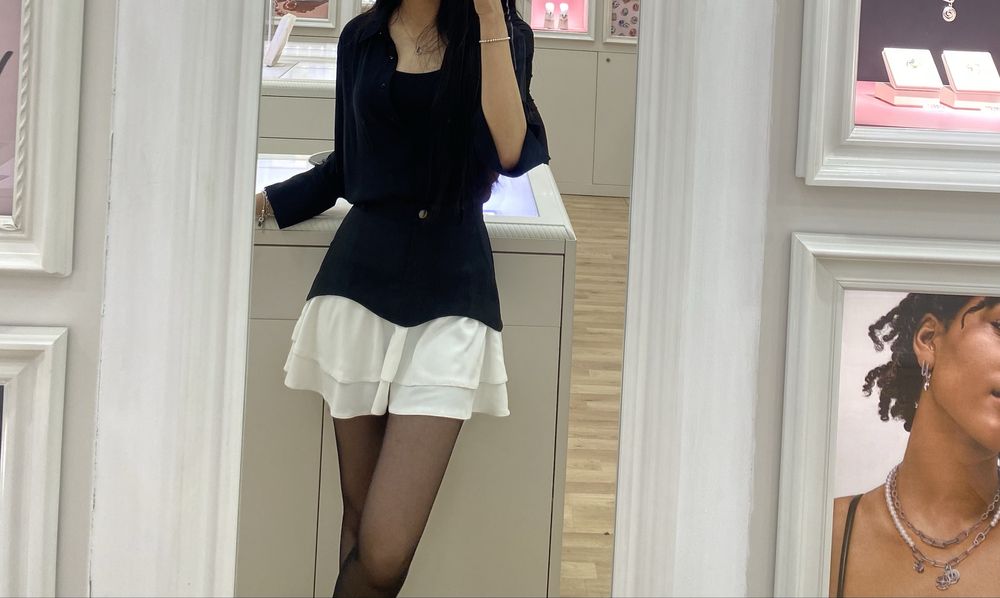 Мини-юбка с эффектом двойного слоя