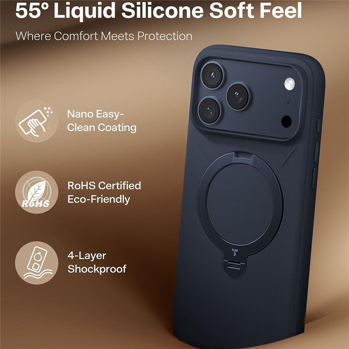 Калъф torras qpro silicone series за iphone 17 pro в тъмносин цвят