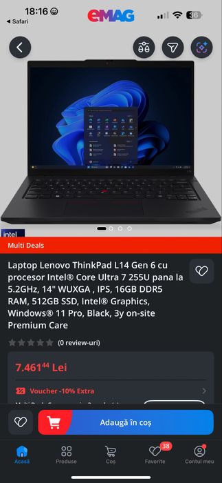 Ultrabook Lenovo ThinkPad L14 Gen 6 cu procesor Intel Core Ultra 7