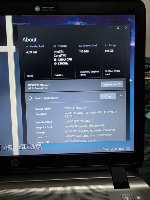 Laptop HP ProBook 450 G2, I5, 4gb