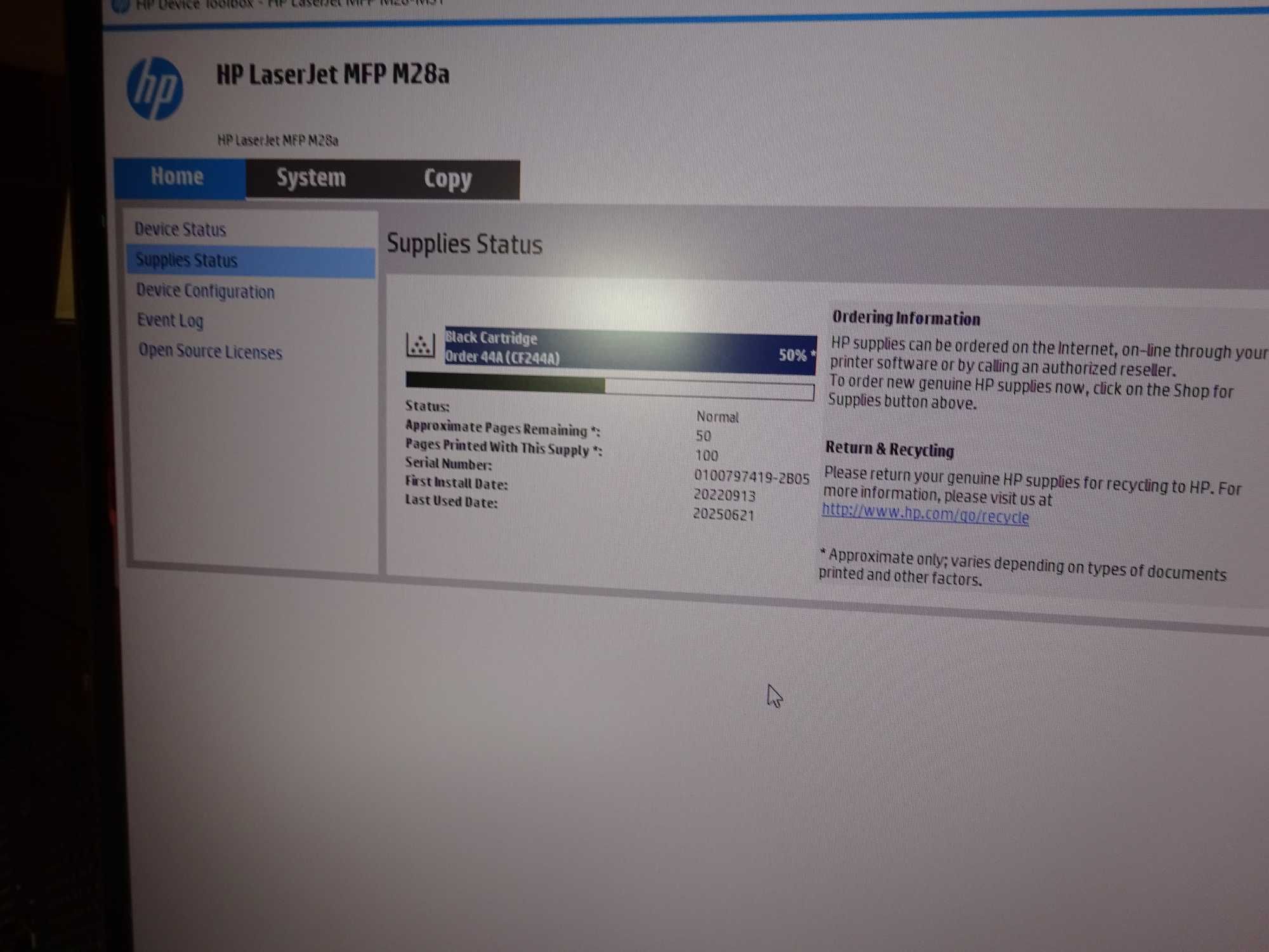 Imprimanta laser Hp Laserjet Pro MFP M28A