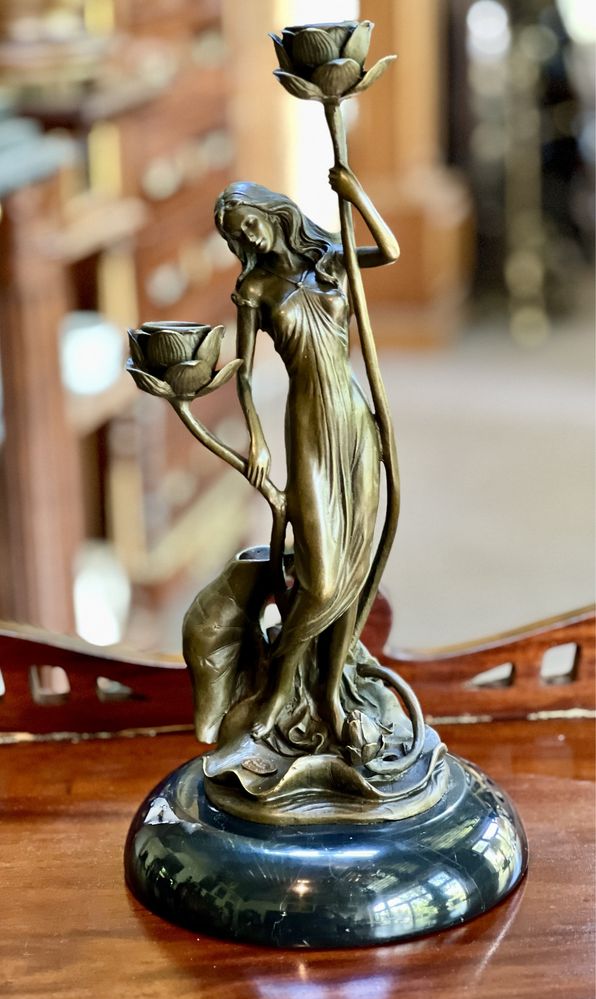 Statuetă/Sfeșnic bronz ArtNouveau *** vintage / antic / retro ***