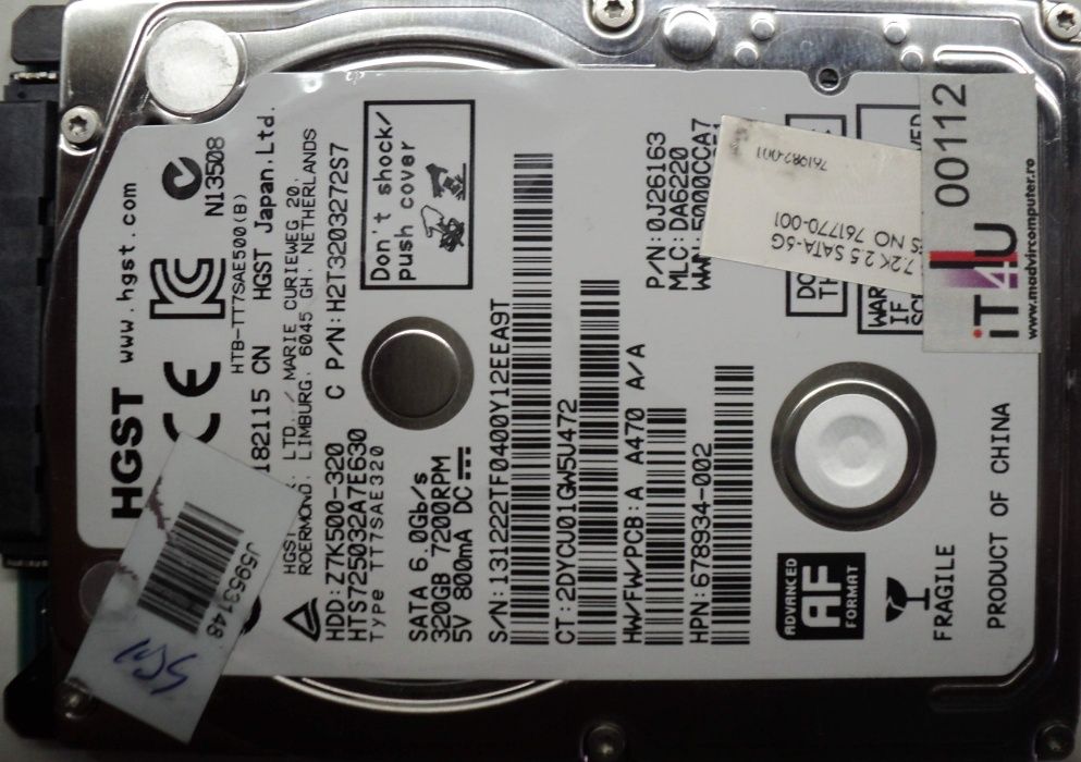 Hard Disk Sata 2,5" HDD-320 Gb HGST HTS725032A7E630 Refurbished