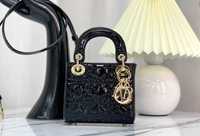 Geanta Christian Dior Lady Micro, Black patent, 12x10x5cm, Premium