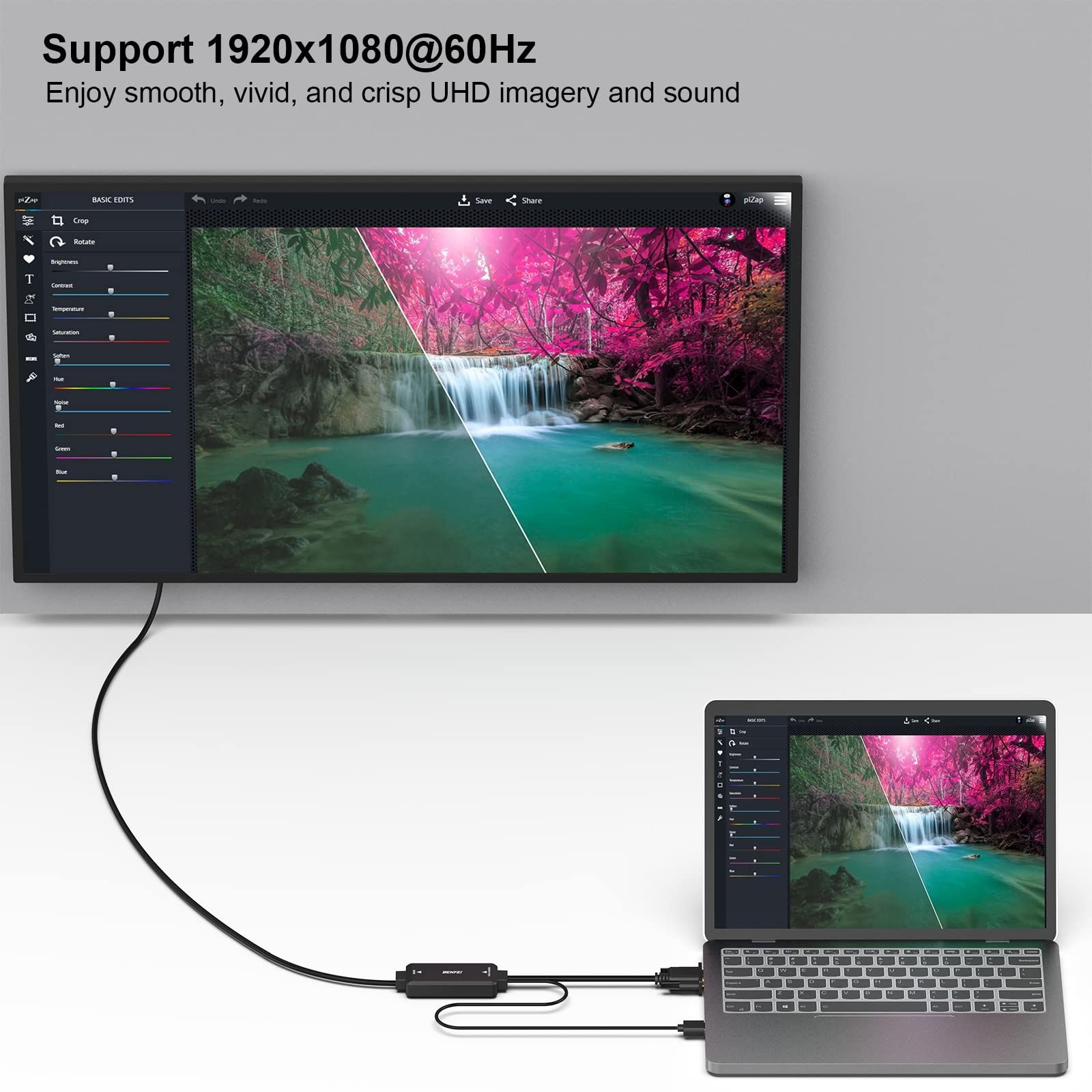 VGA към HDMI 1080P резолюция с аудио поддръжка