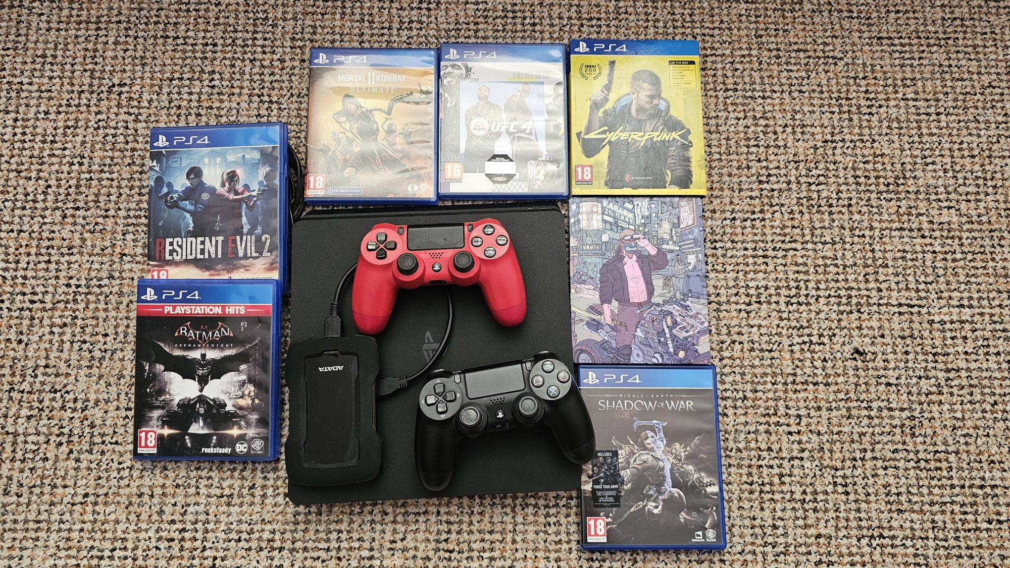 Спешно! Playstation 4 Slim 500gb + 1TB Hard drive+ 6 игри + 2 джойстик