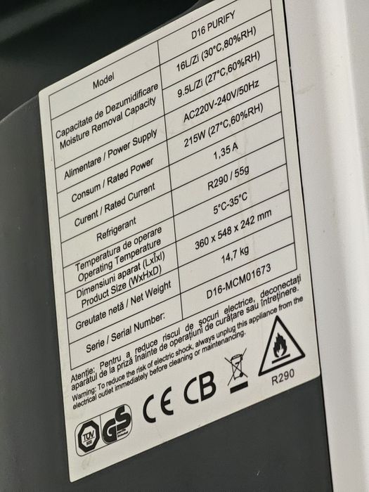 Vand aparat de dezumidificare Aleco Air D16
