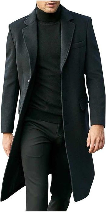 Palton slim 52 XL XXL premium Rene Lezard lana negru