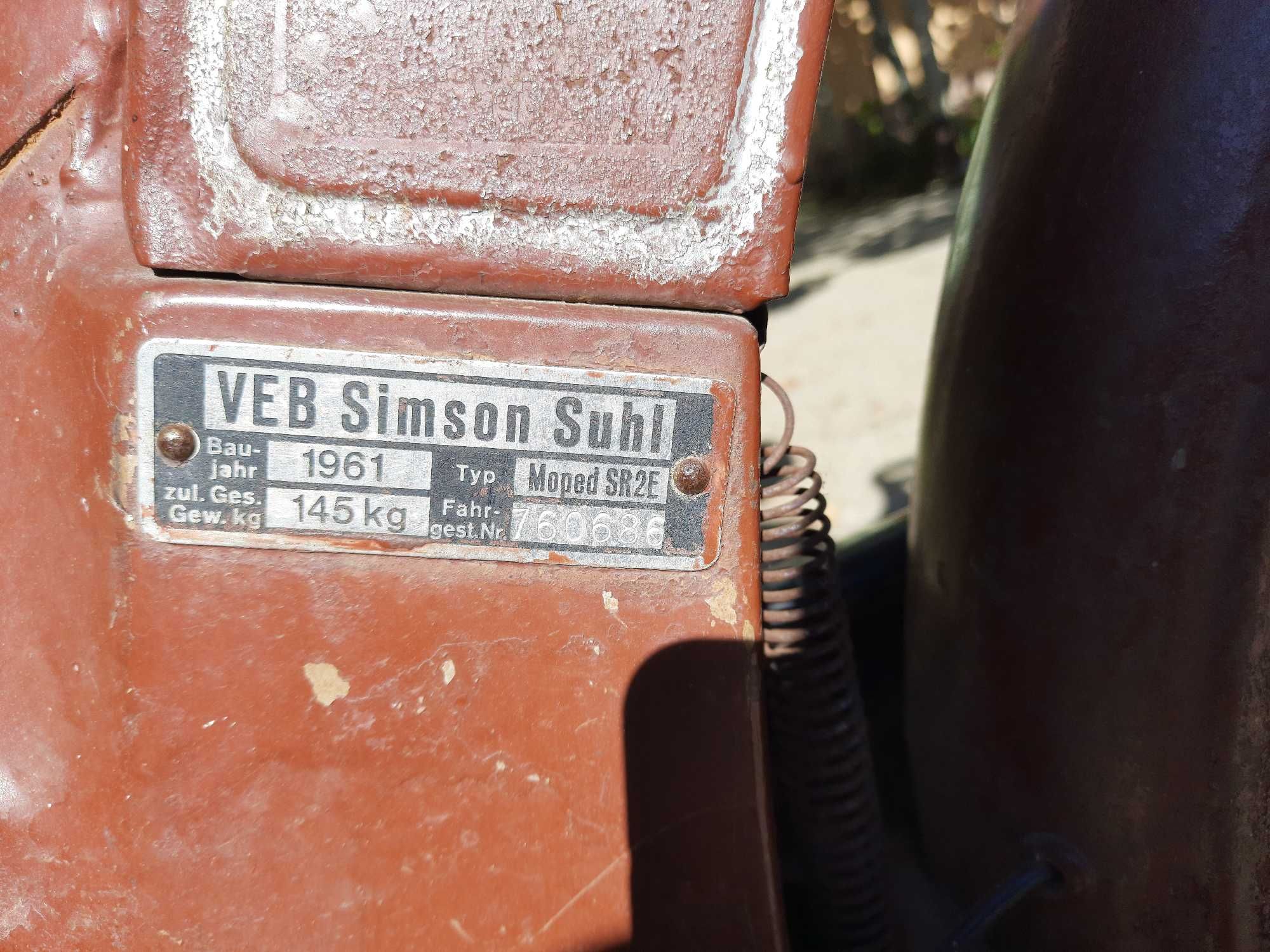 Продавам Симсон SR 2E - 1961 г.