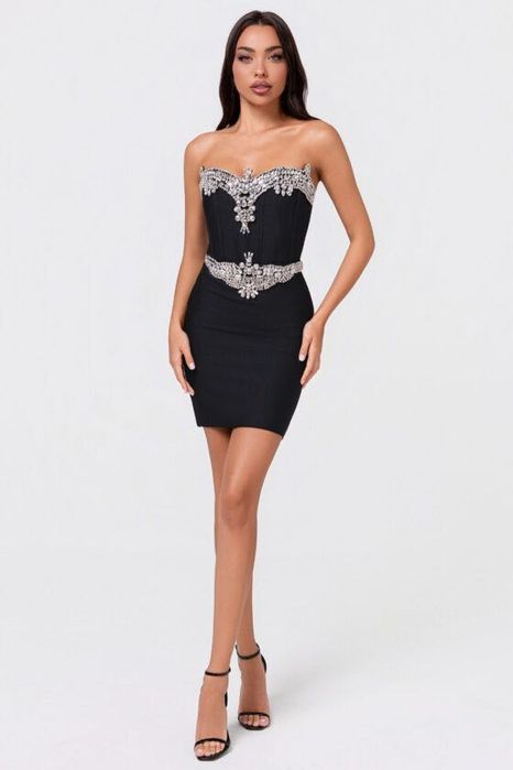 Бандажна рокля с кристали