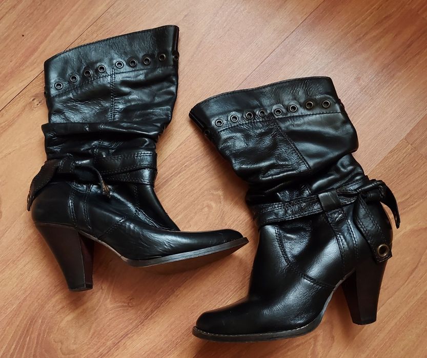 Cizme dama din piele, cu detalii